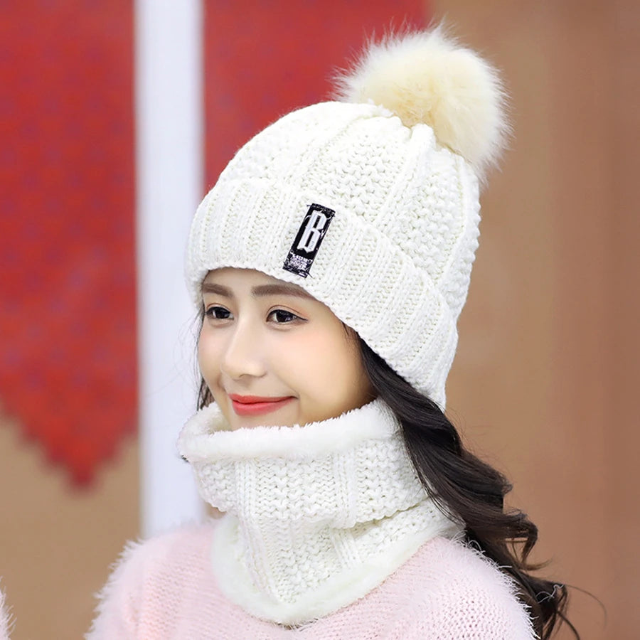 Brand Winter Knitted Scarf & Hat Set