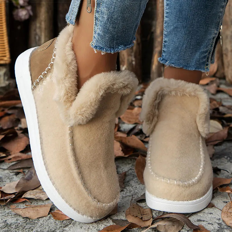 Warm Fur Slip-On Ankle Boots for Women