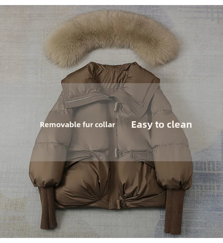 Women's Cotton Coat with Fur Collar