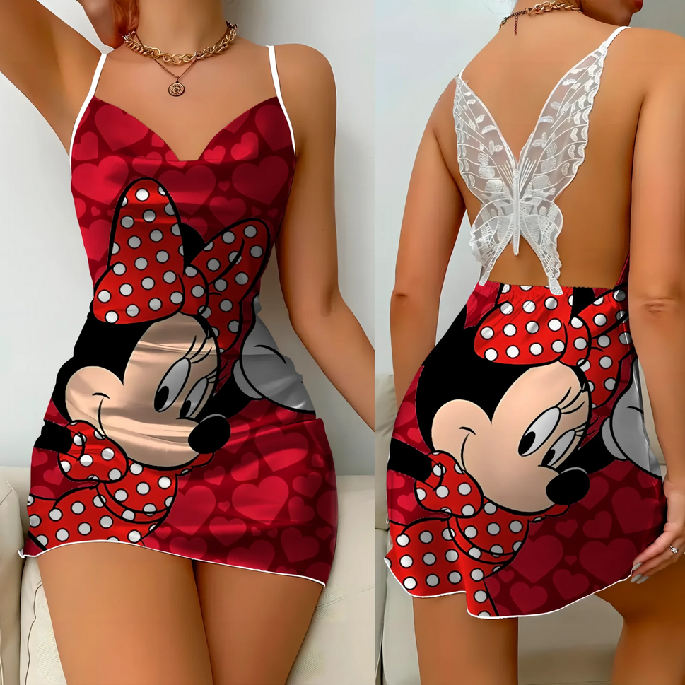 Elegant Minnie Mouse Satin Mini Dress