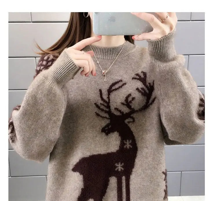 Autumn Winter Plus Size Long Sleeve Knitting Pullovers for Women