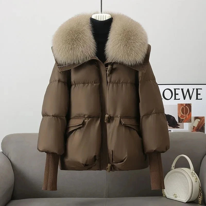 Women's Cotton Coat with Fur Collar