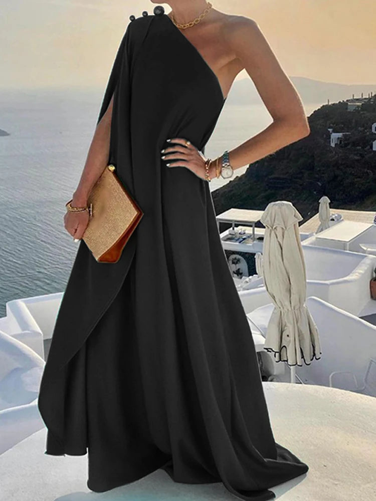 Elegant Off-Shoulder Boho Maxi Dress