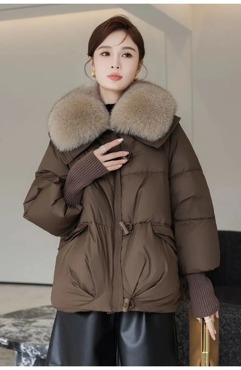 Women's Cotton Coat with Fur Collar