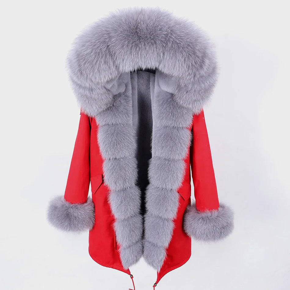 Luxury Hooded Real Fox Fur Jacket