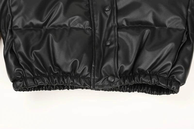 Winter Parka Coat - Thick Warm Faux Leather Jacket