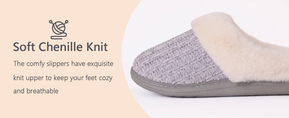 Comwarm Winter Knit Fur Slippers - Soft & Cozy