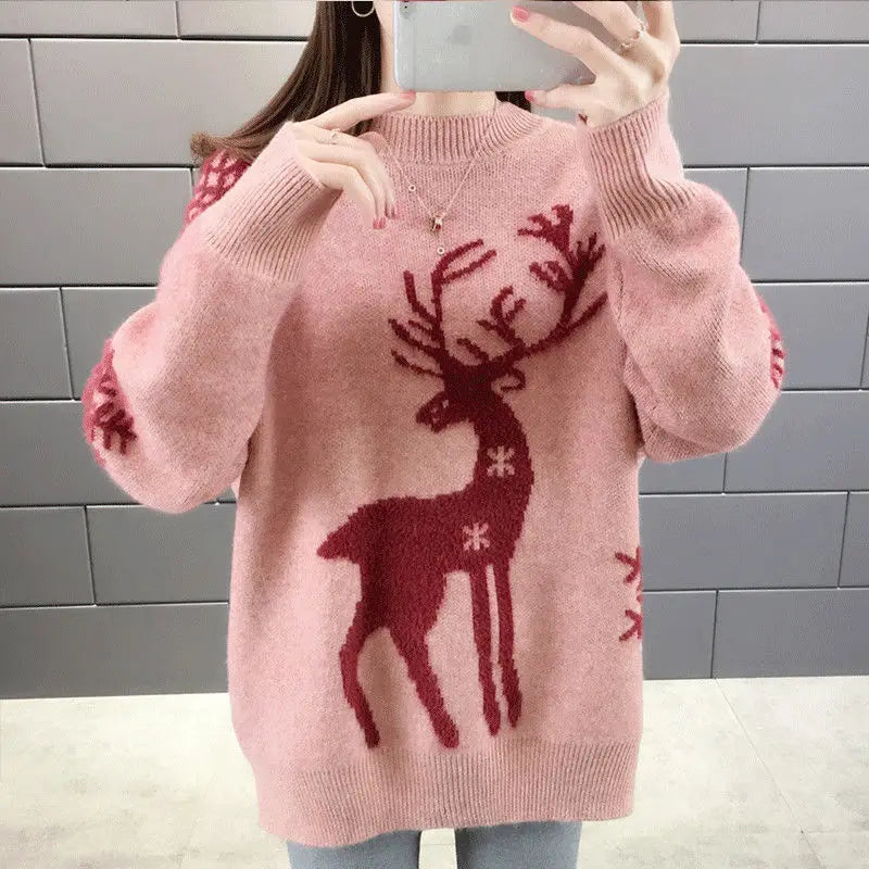 Autumn Winter Plus Size Long Sleeve Knitting Pullovers for Women