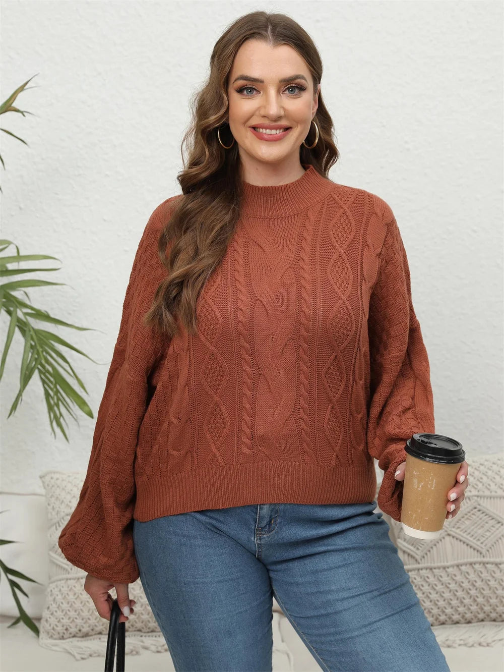 GIBSIE Plus Size Women's Short Sweaters - Autumn Winter