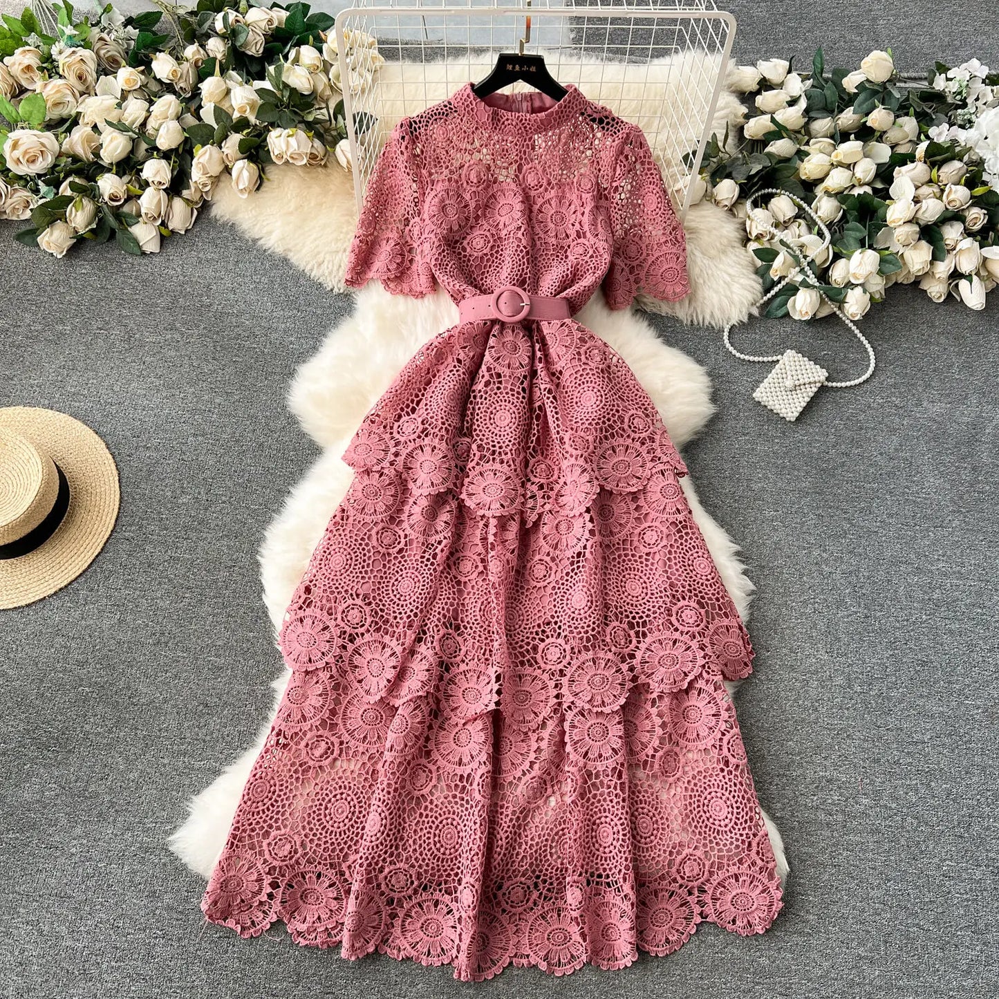 Ruffles Lace High Waist Dress – Sweet Style