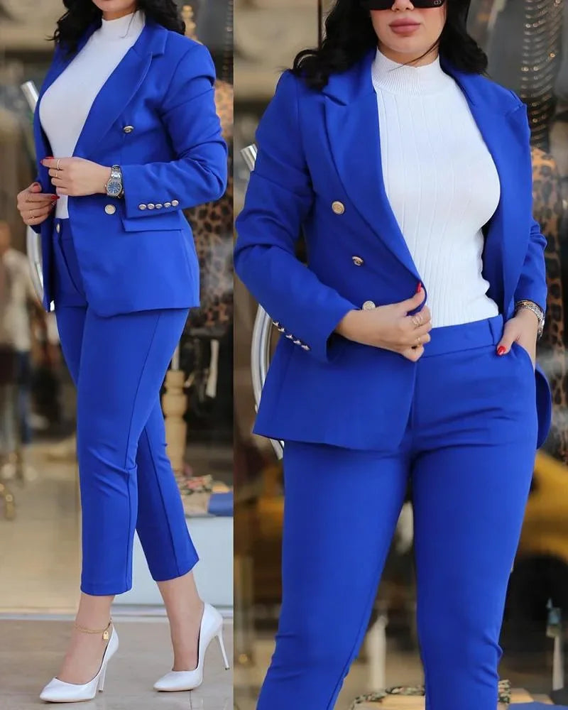 2-Piece Office Clothing Set - Blazer & Pencil Pants at Alphadarling