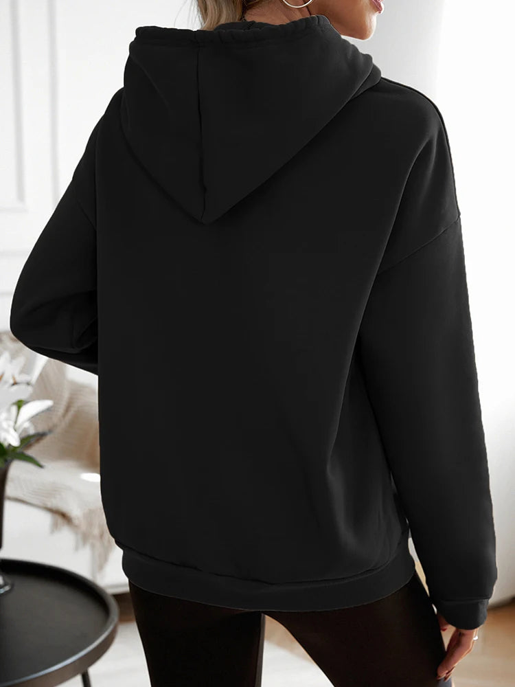 Women’s Casual Black Loose Hoodie