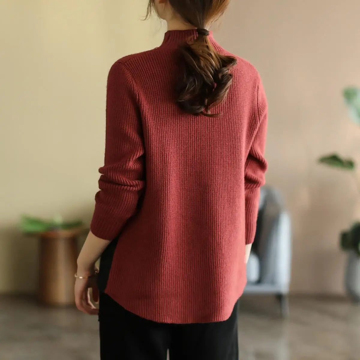 Autumn Winter Panelled Vintage Sweaters for Women