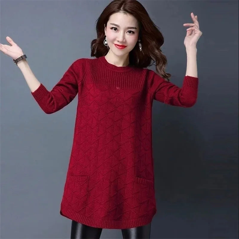 New Korean Women Long Sweater Pullover – Cozy & Stylish Knitwear