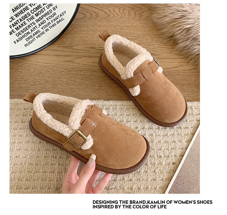 Autumn Winter Women’s Plush Flat Moccasins