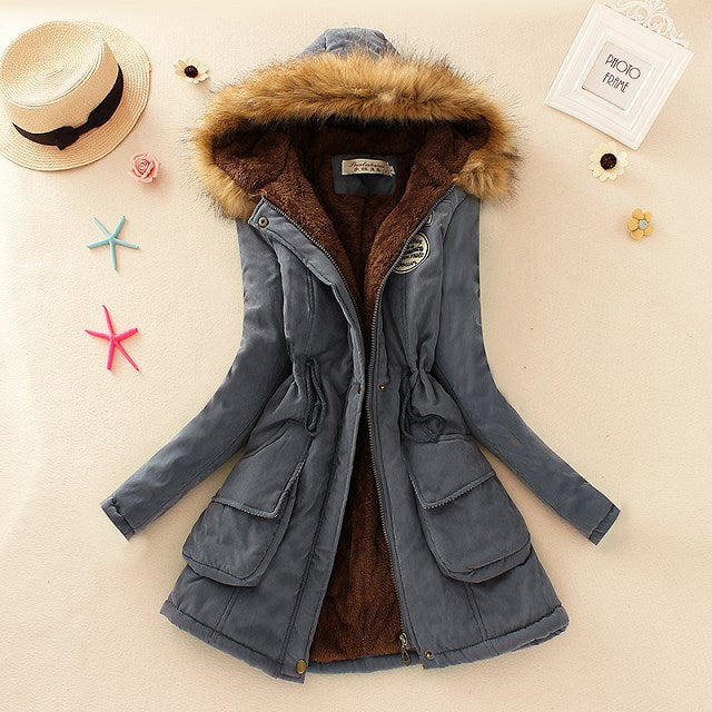 Autumn Winter Women’s Hooded Slim Coat