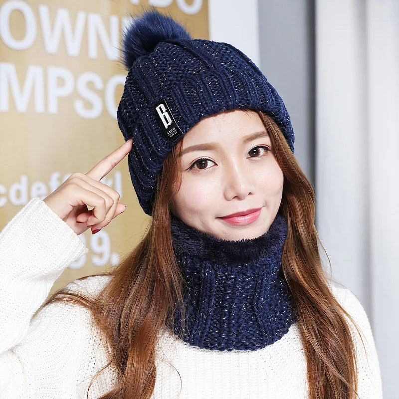 Brand Winter Knitted Scarf & Hat Set