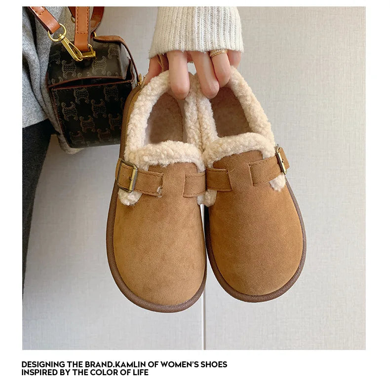 Autumn Winter Women’s Plush Flat Moccasins