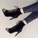 Switch Sassy Stilettos: Black Lace-Up Peep Toe Heels 2 image