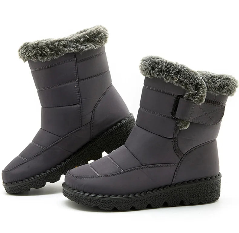 Trendy Waterproof Ankle Boots with Fur for Women