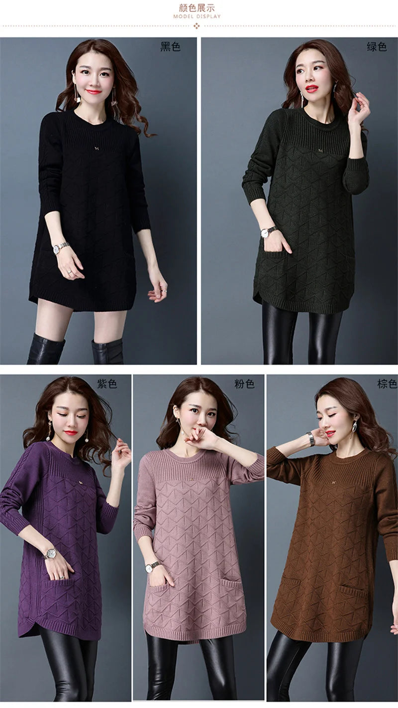 New Korean Women Long Sweater Pullover – Cozy & Stylish Knitwear