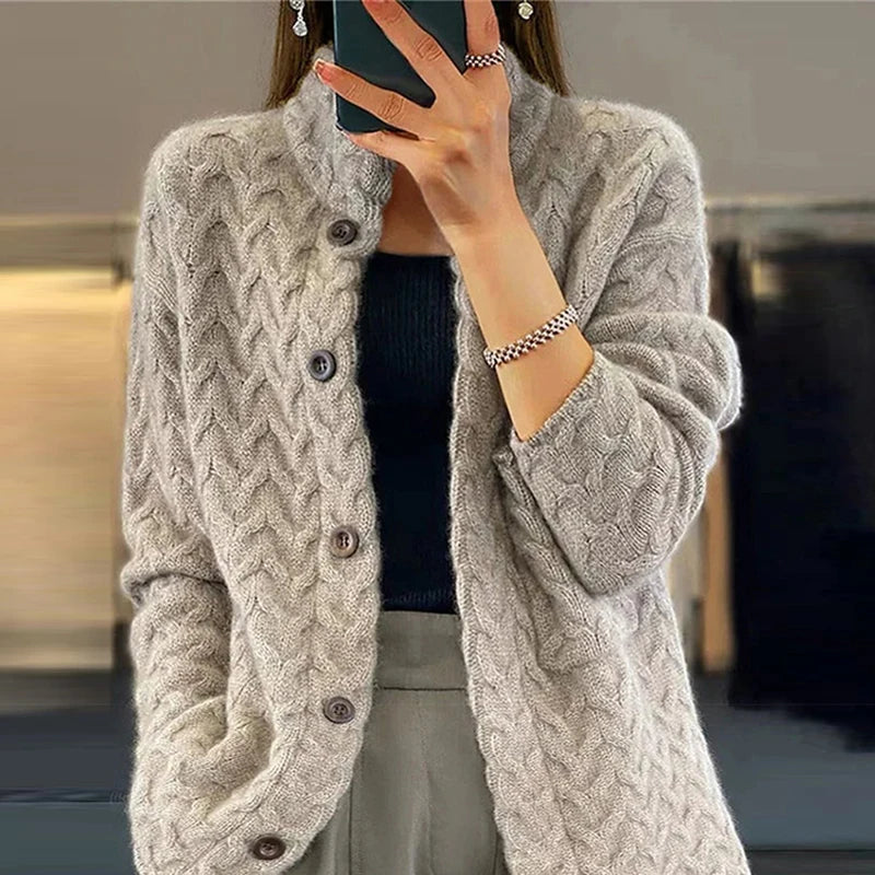 Autumn Winter Women’s Long Sleeve Knitted Cardigan