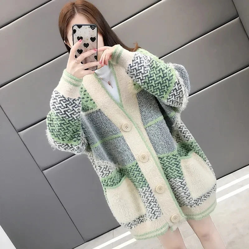 Mink Velvet Knitted Cardigan Jacket for Women