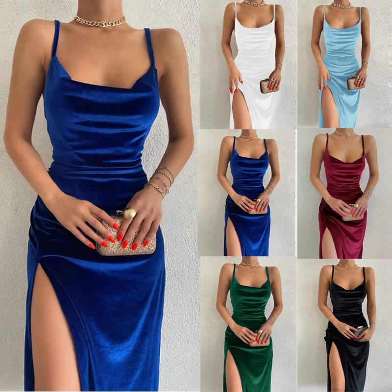 Elegant Slim Slit Halter Dress