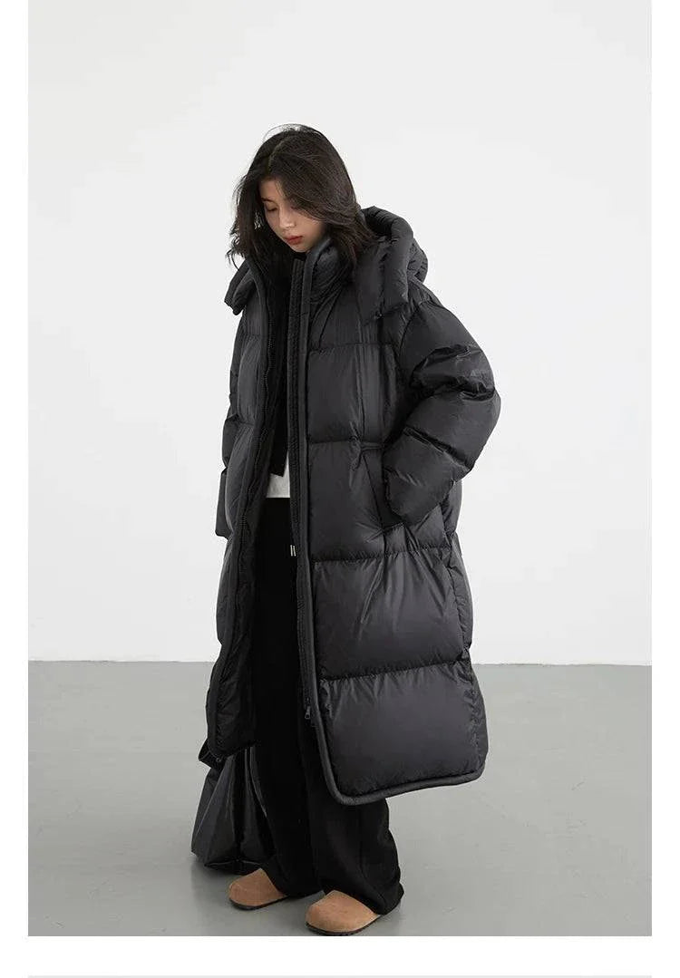 Women's long down coat, thick and soft, warm overcoat for autumn and winter, 2023.