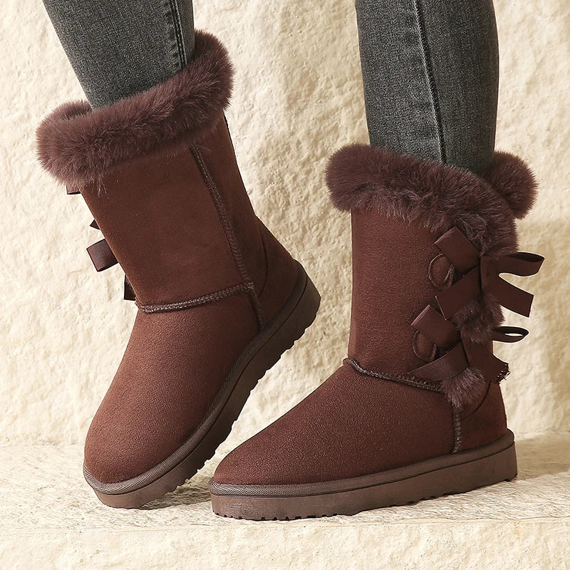 Women Flock Fluffy Suede Snow Boots