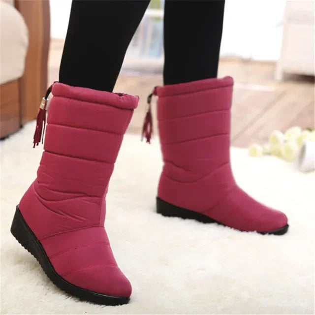 Women's Warm Fur Ankle Snow Boots with Wedge Heel | Alfadarling