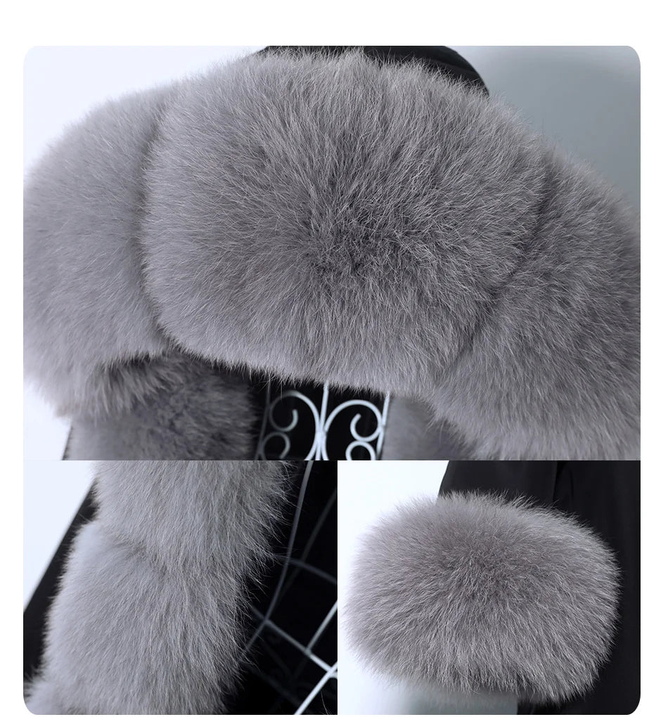 Luxury Hooded Real Fox Fur Jacket