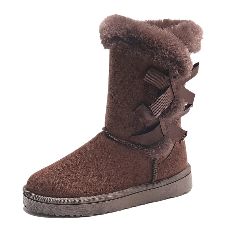 Women Flock Fluffy Suede Snow Boots