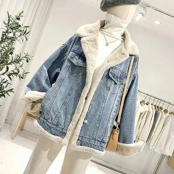 Retro Fur Collar Denim Jacket