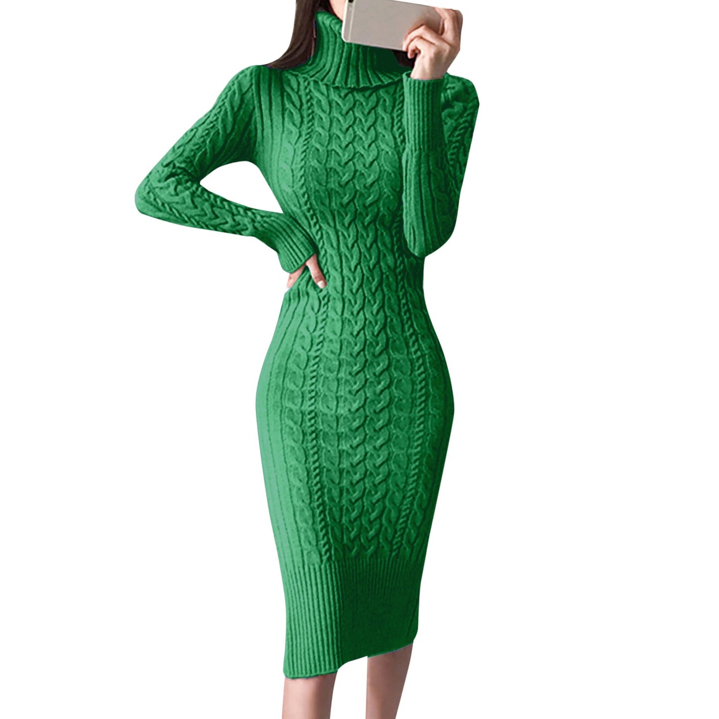 Women's Turtleneck Knitted Long Dress