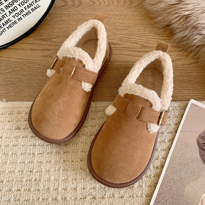 Autumn Winter Women’s Plush Flat Moccasins