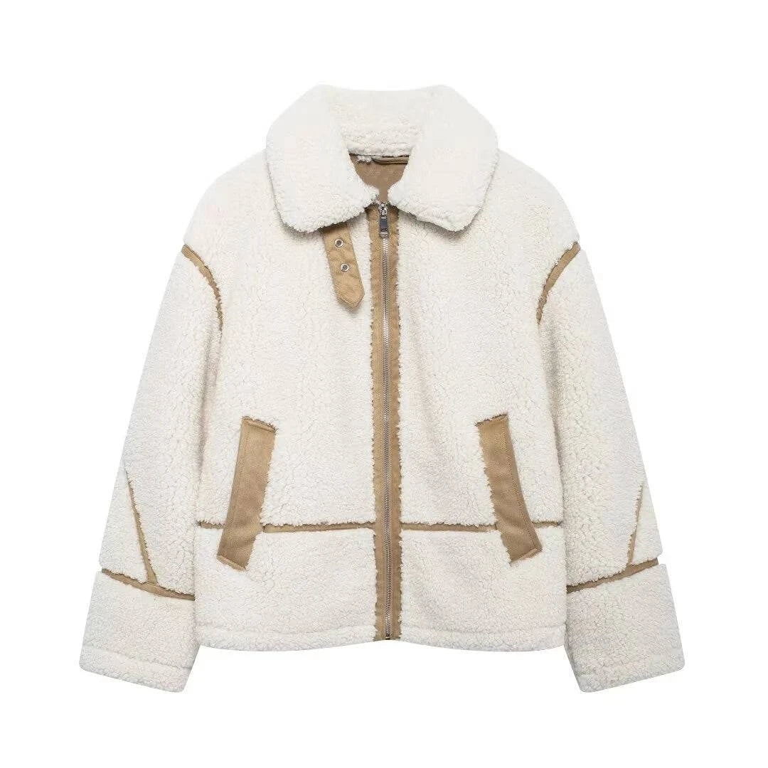 New Winter Women's Fleece Double-Sided Lapel Jacket