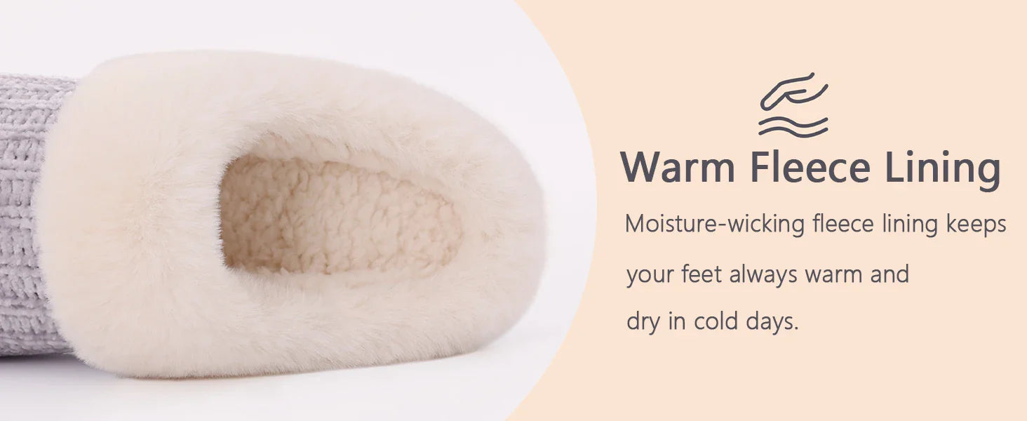 Comwarm Winter Knit Fur Slippers - Soft & Cozy