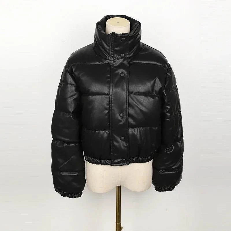 Winter Parka Coat - Thick Warm Faux Leather Jacket