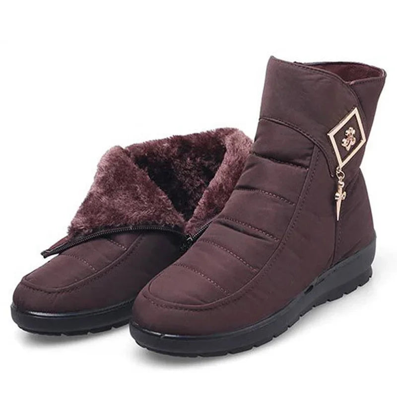 Women's Warm Fur Ankle Snow Boots with Wedge Heel | Alfadarling