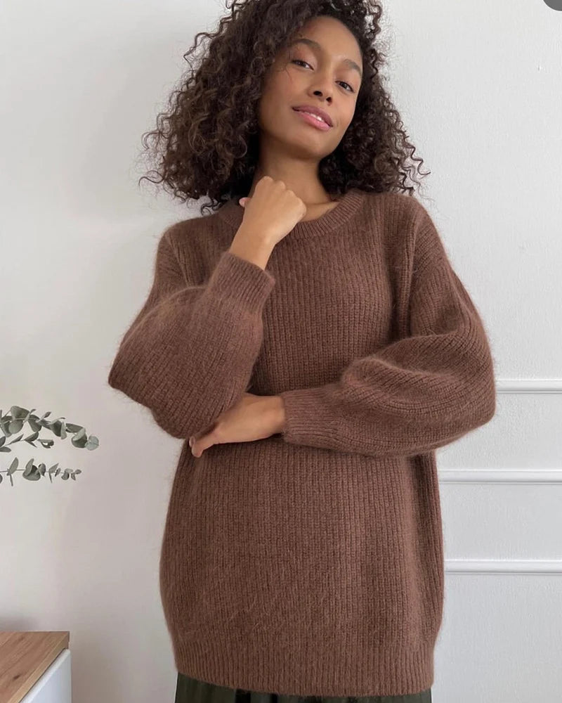 Hirsionsan Soft Loose Knitted Cashmere Sweaters for Women