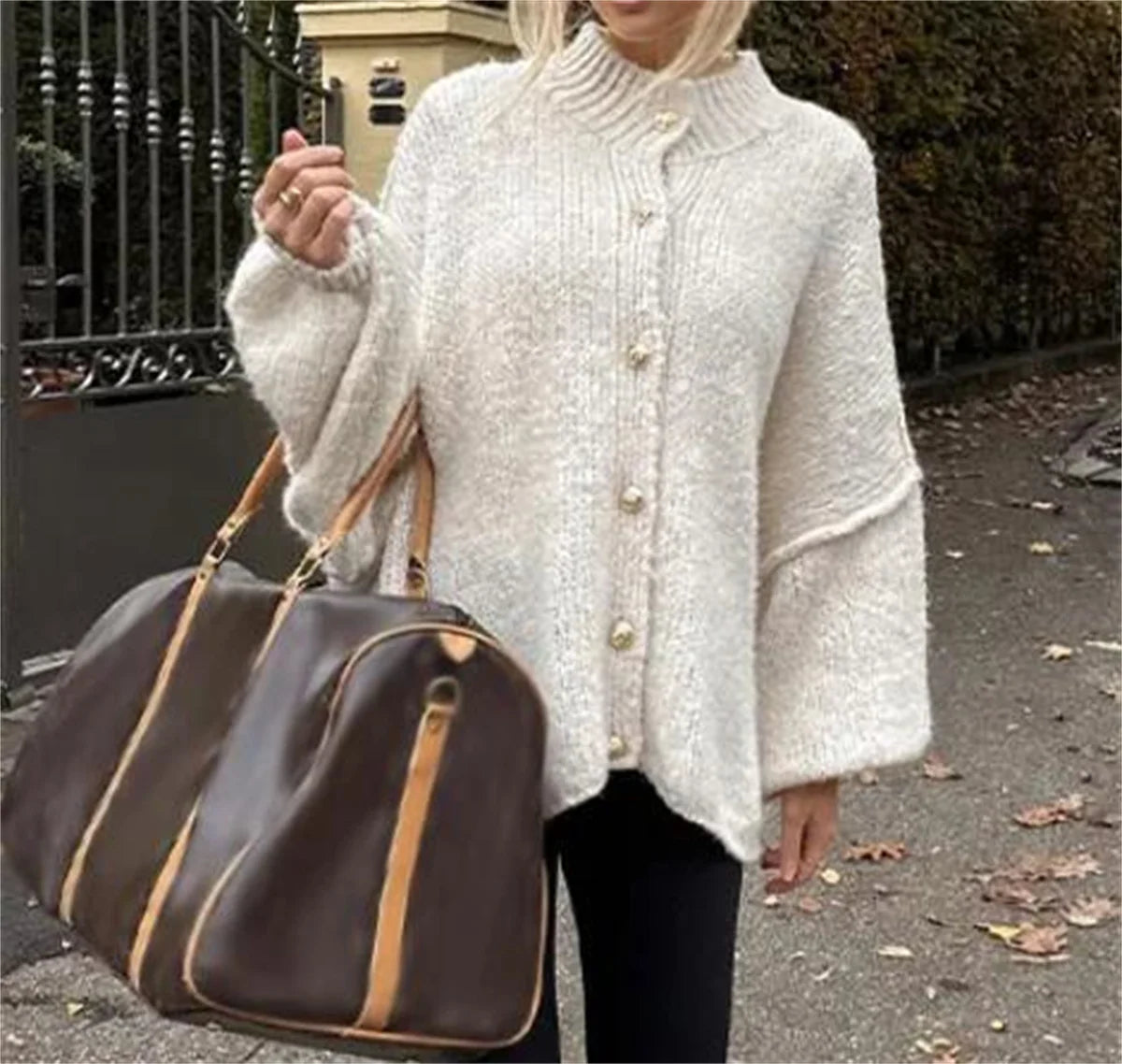 French Fashion Loose O-Neck Sweater Cardigan