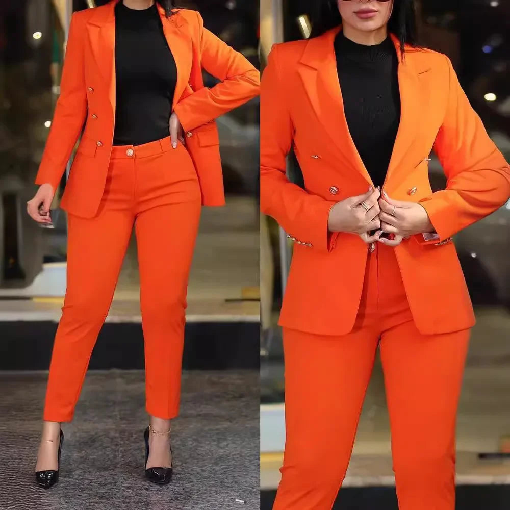 2-Piece Office Clothing Set - Blazer & Pencil Pants at Alphadarling