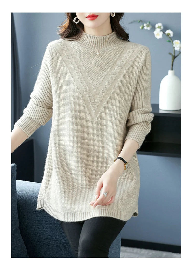 Large Size Women's Autumn Winter High-End Wool Sweater