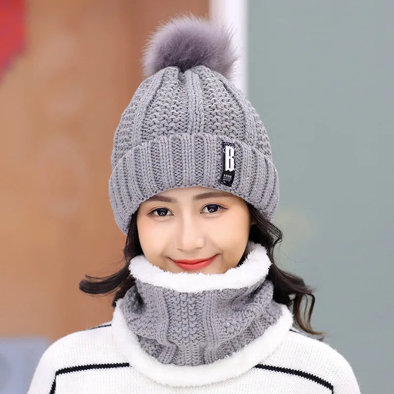 Brand Winter Knitted Scarf & Hat Set