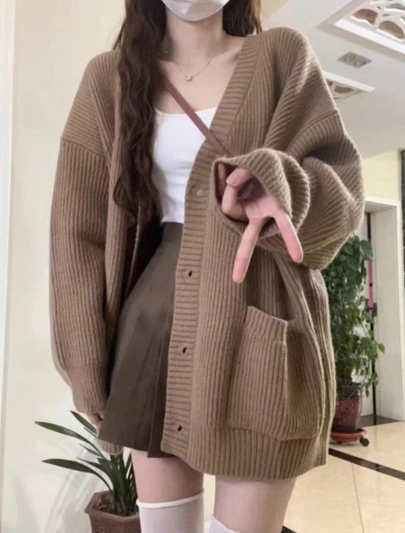 Autumn Winter Women’s V-Neck Loose Cardigan