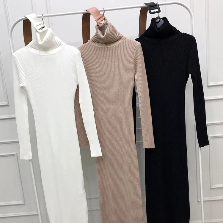 H Han Queen Turtleneck Bodycon Sweater Dress