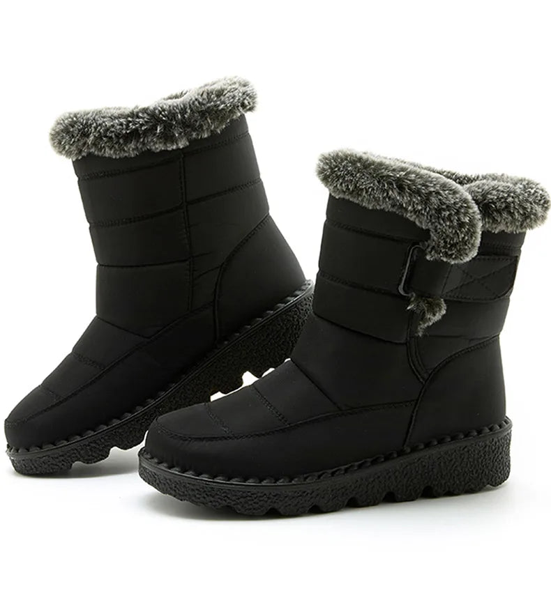 Trendy Waterproof Ankle Boots with Fur for Women