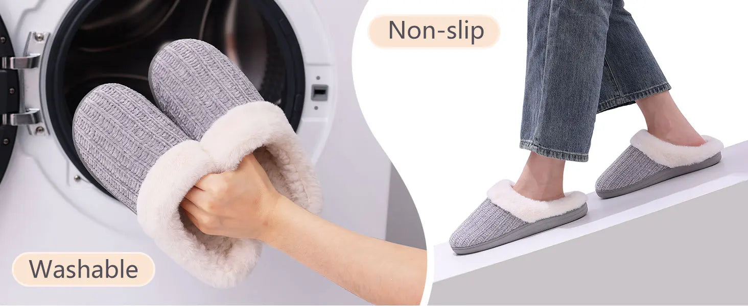 Comwarm Winter Knit Fur Slippers - Soft & Cozy