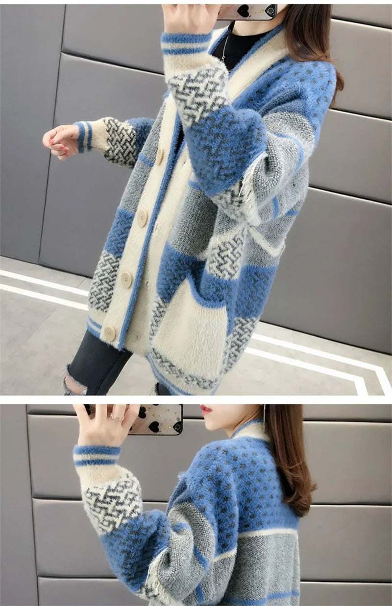 Mink Velvet Knitted Cardigan Jacket for Women